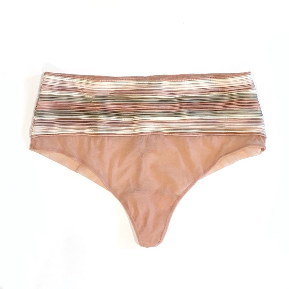 LA PERLA cream tan green ribbed Slopetulle slope tulle nervu panties underwear
